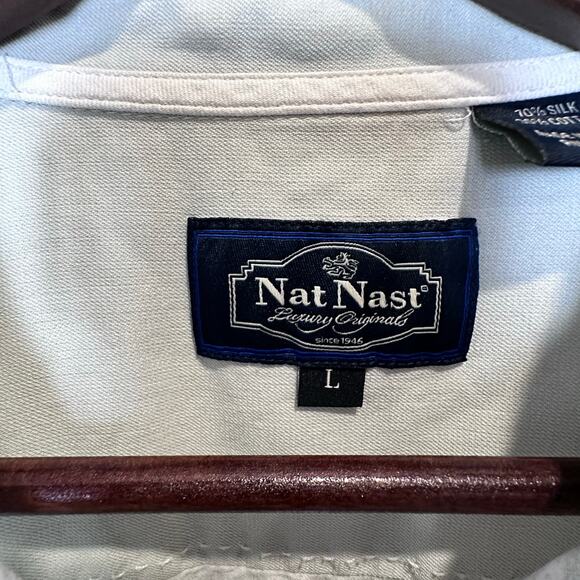 Nat Nast Luxury Originals Silk Blend Button-Up Shirt Size L Palm Leaf Pattern - Picture 5 of 6
